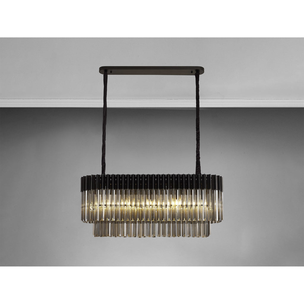 NL89549 Vienna 5 Light Rectangle Pendant Matt Black Smoked