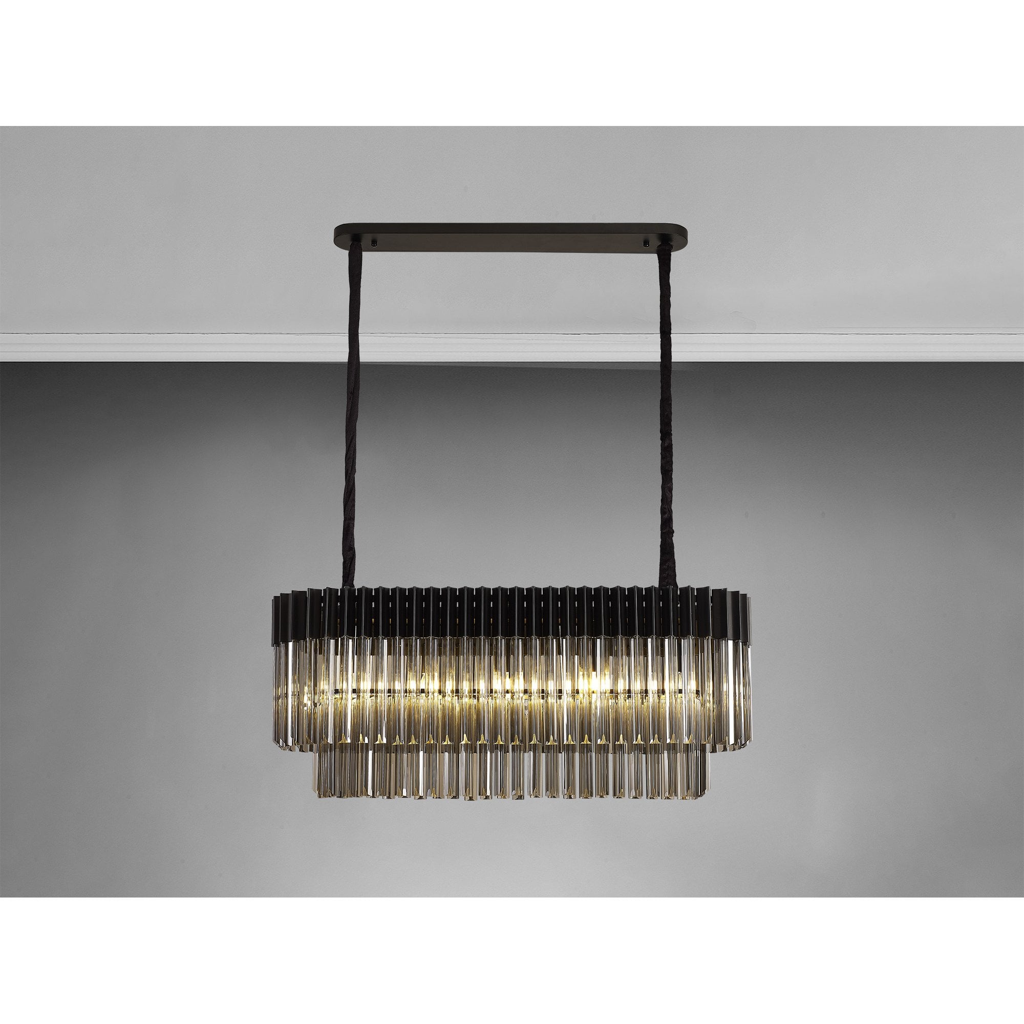 NL89549 Vienna 5 Light Rectangle Pendant Matt Black Smoked