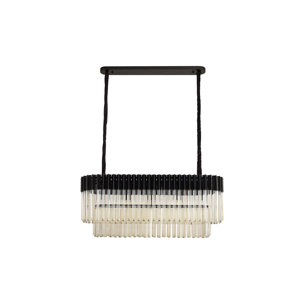 NL89559 Vienna 5 Light Rectangle Pendant Matt Black Cognac
