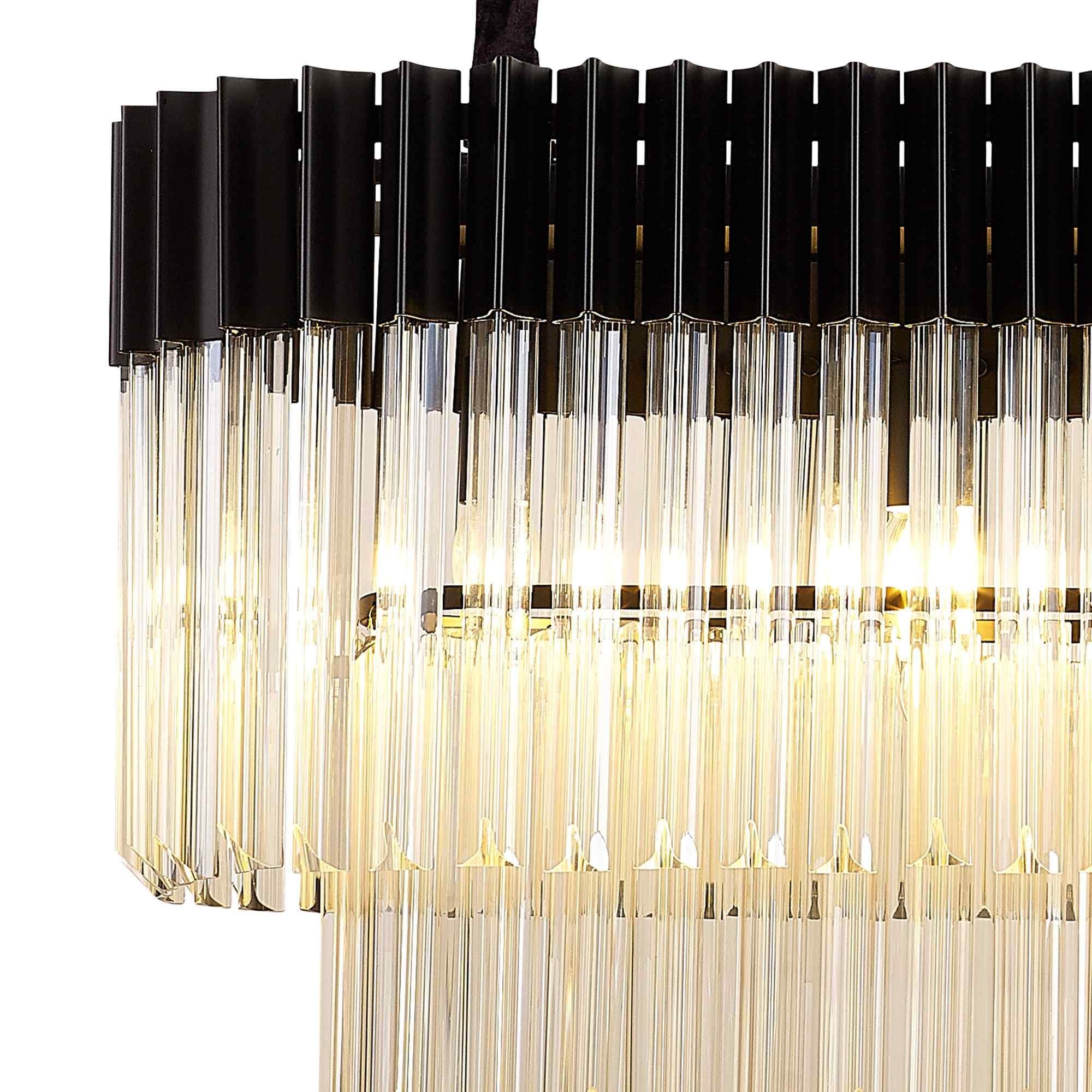 NL89559 Vienna 5 Light Rectangle Pendant Matt Black Cognac