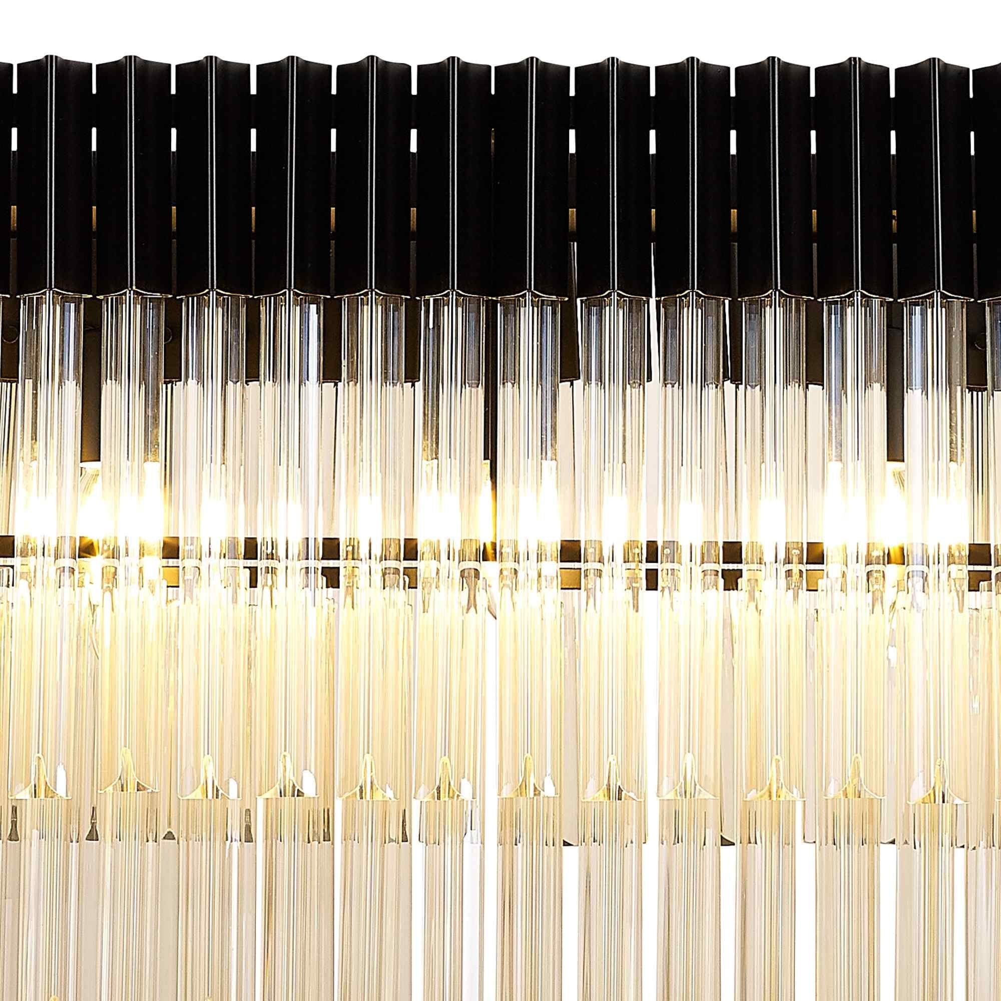 NL89559 Vienna 5 Light Rectangle Pendant Matt Black Cognac