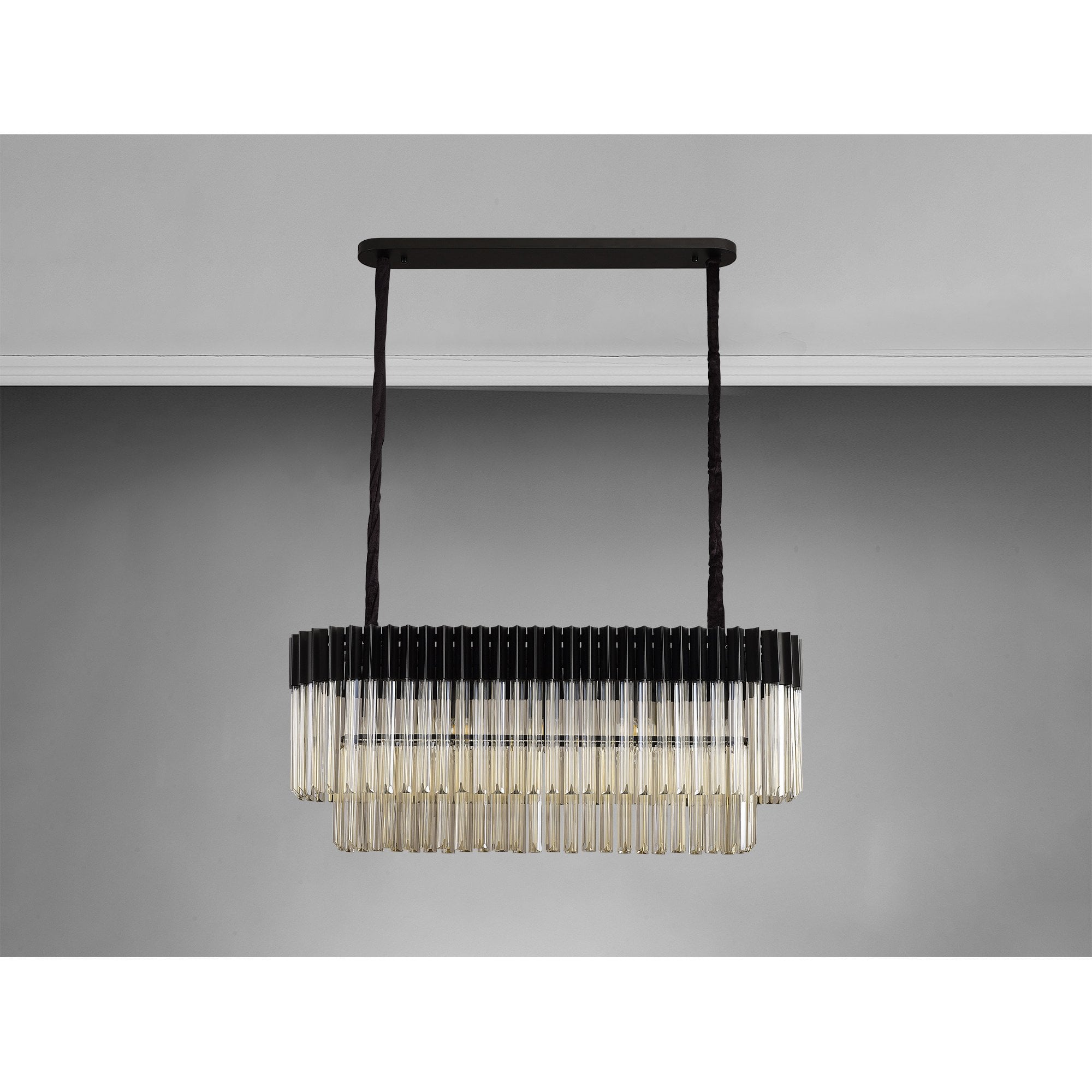 NL89559 Vienna 5 Light Rectangle Pendant Matt Black Cognac