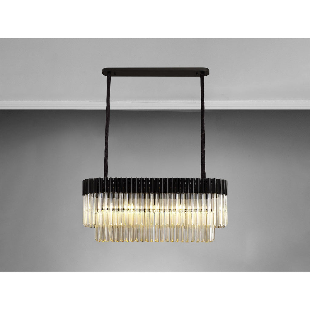 NL89559 Vienna 5 Light Rectangle Pendant Matt Black Cognac