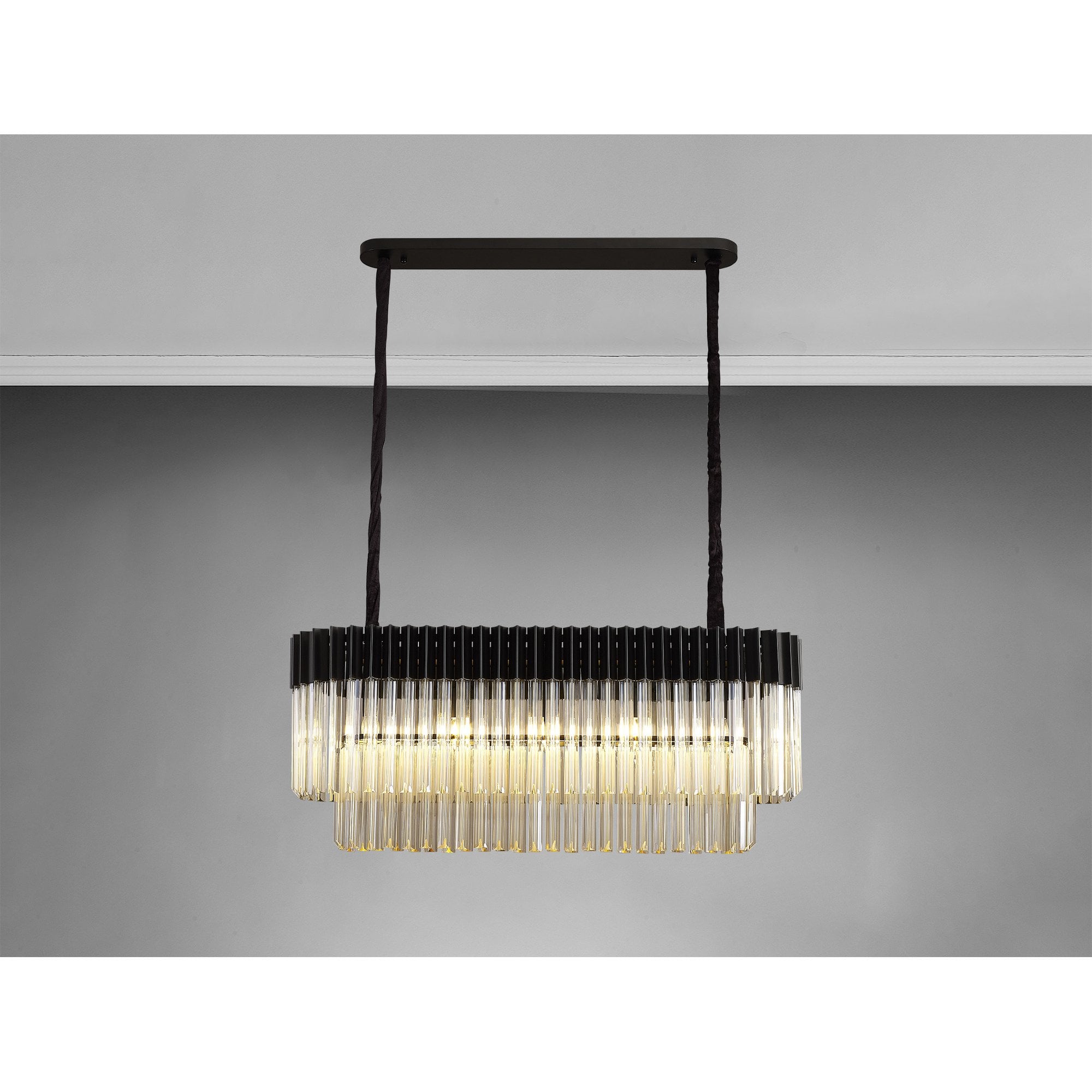 NL89559 Vienna 5 Light Rectangle Pendant Matt Black Cognac