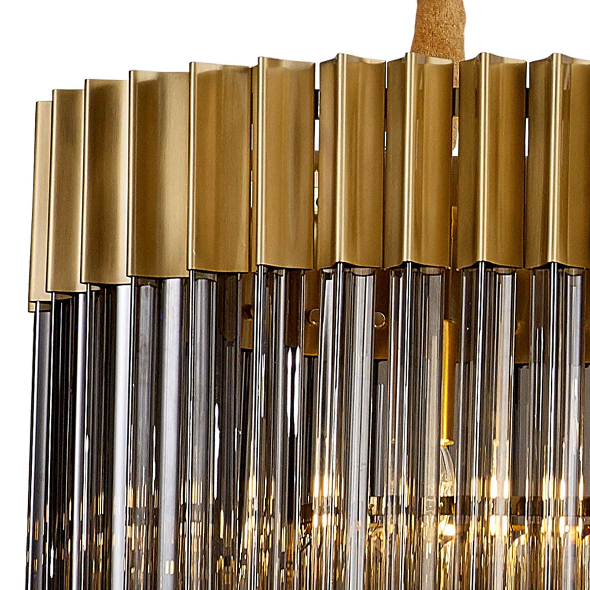NL89569 Vienna 7 Light Rectangle Pendant Brass Smoked