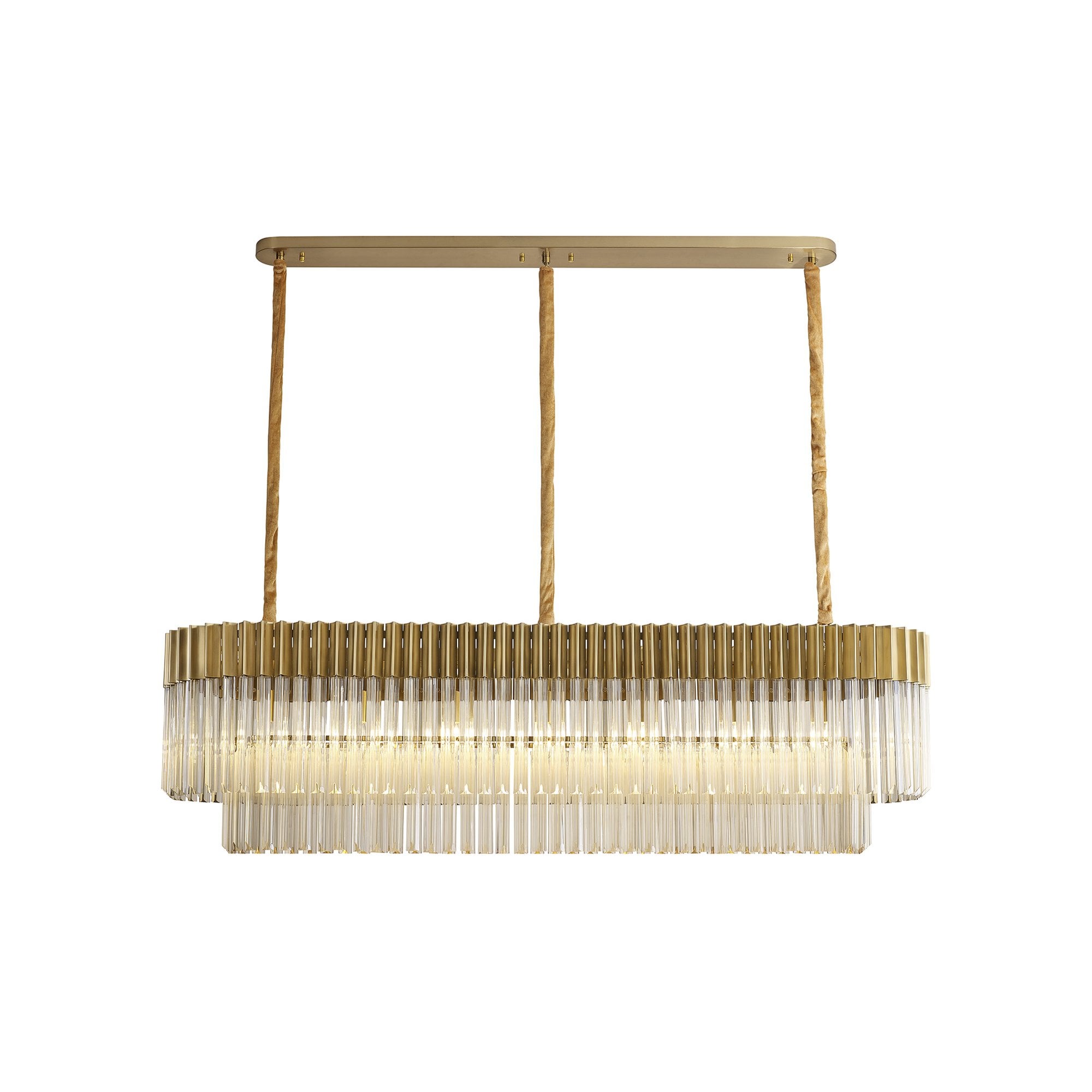 NL89579 Vienna 7 Light Rectangle Pendant Brass Cognac