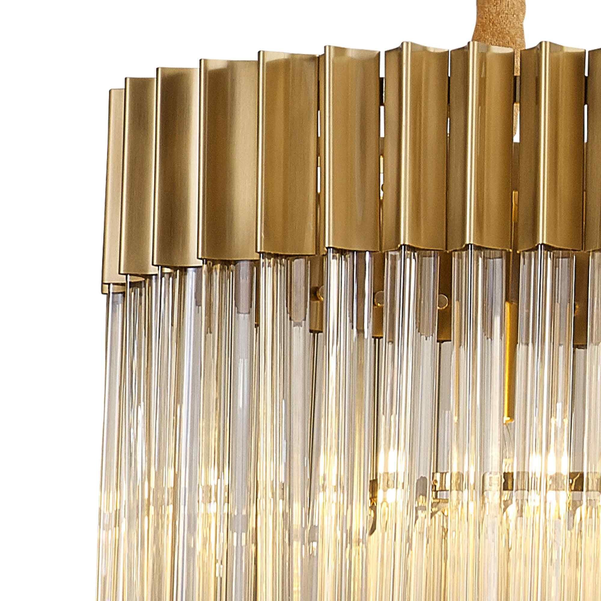 NL89579 Vienna 7 Light Rectangle Pendant Brass Cognac
