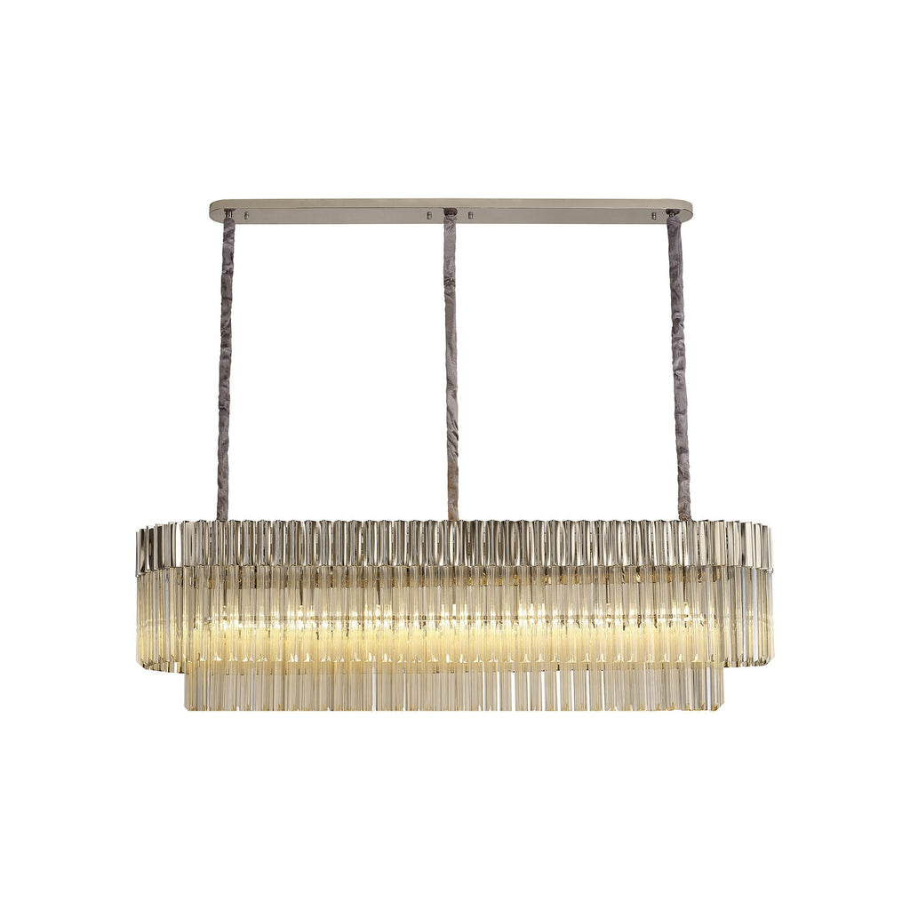 NL89589 Vienna 7 Light Rectangle Pendant Polished Nickel Cognac