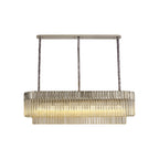 NL89589 Vienna 7 Light Rectangle Pendant Polished Nickel Cognac