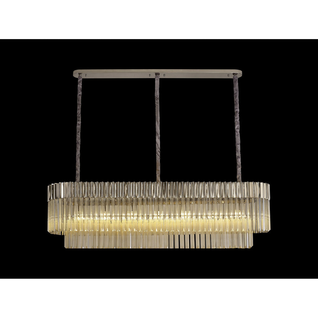 NL89589 Vienna 7 Light Rectangle Pendant Polished Nickel Cognac