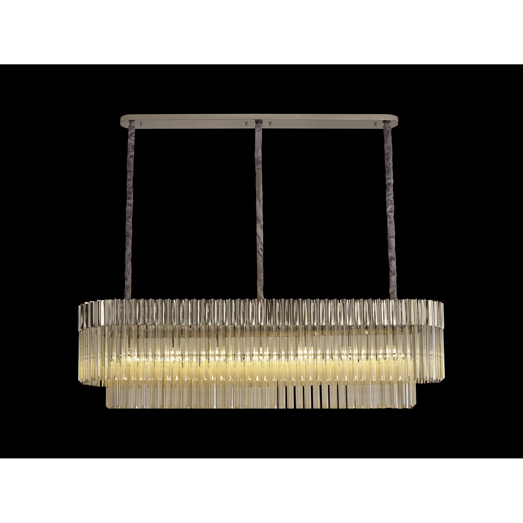 NL89589 Vienna 7 Light Rectangle Pendant Polished Nickel Cognac