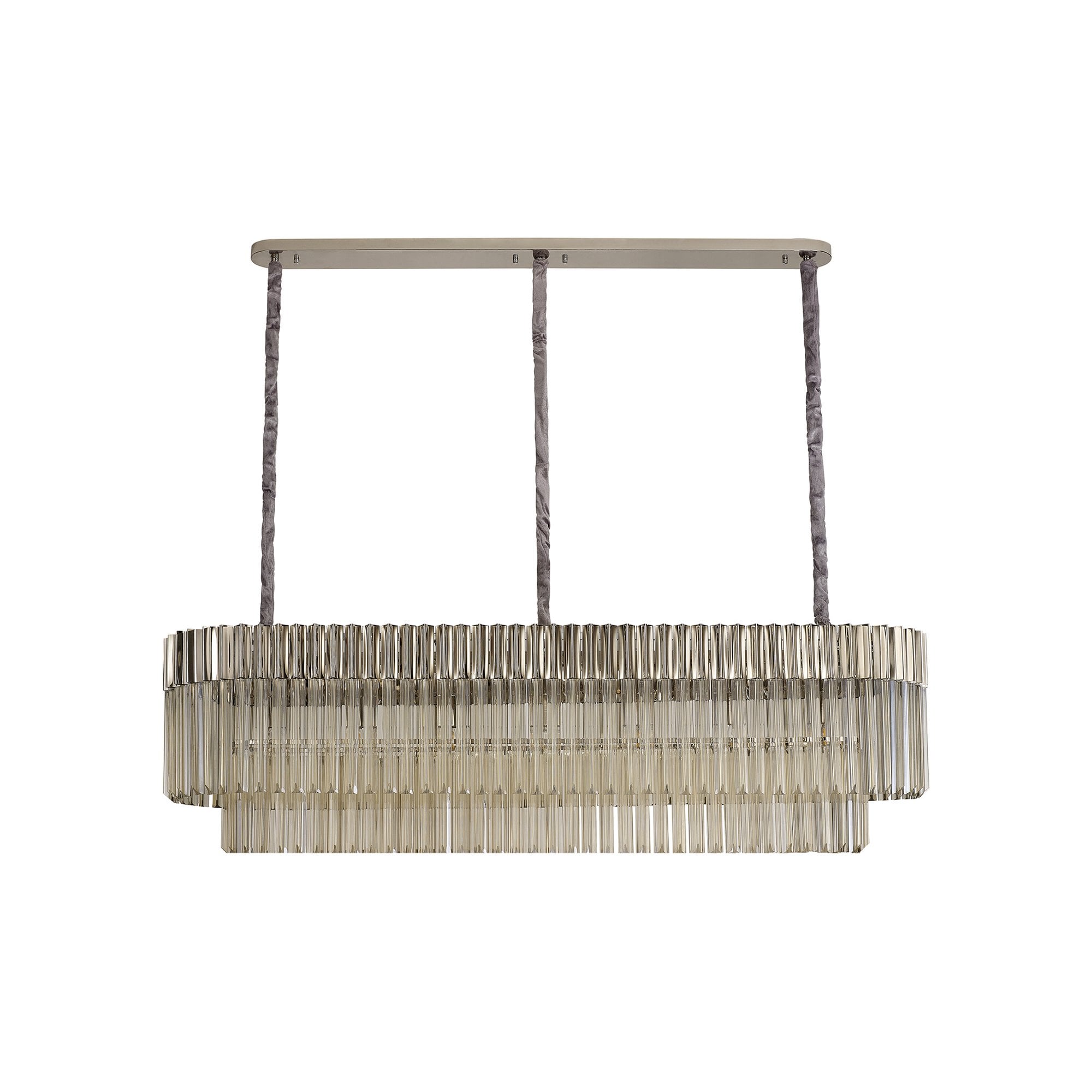 NL89589 Vienna 7 Light Rectangle Pendant Polished Nickel Cognac