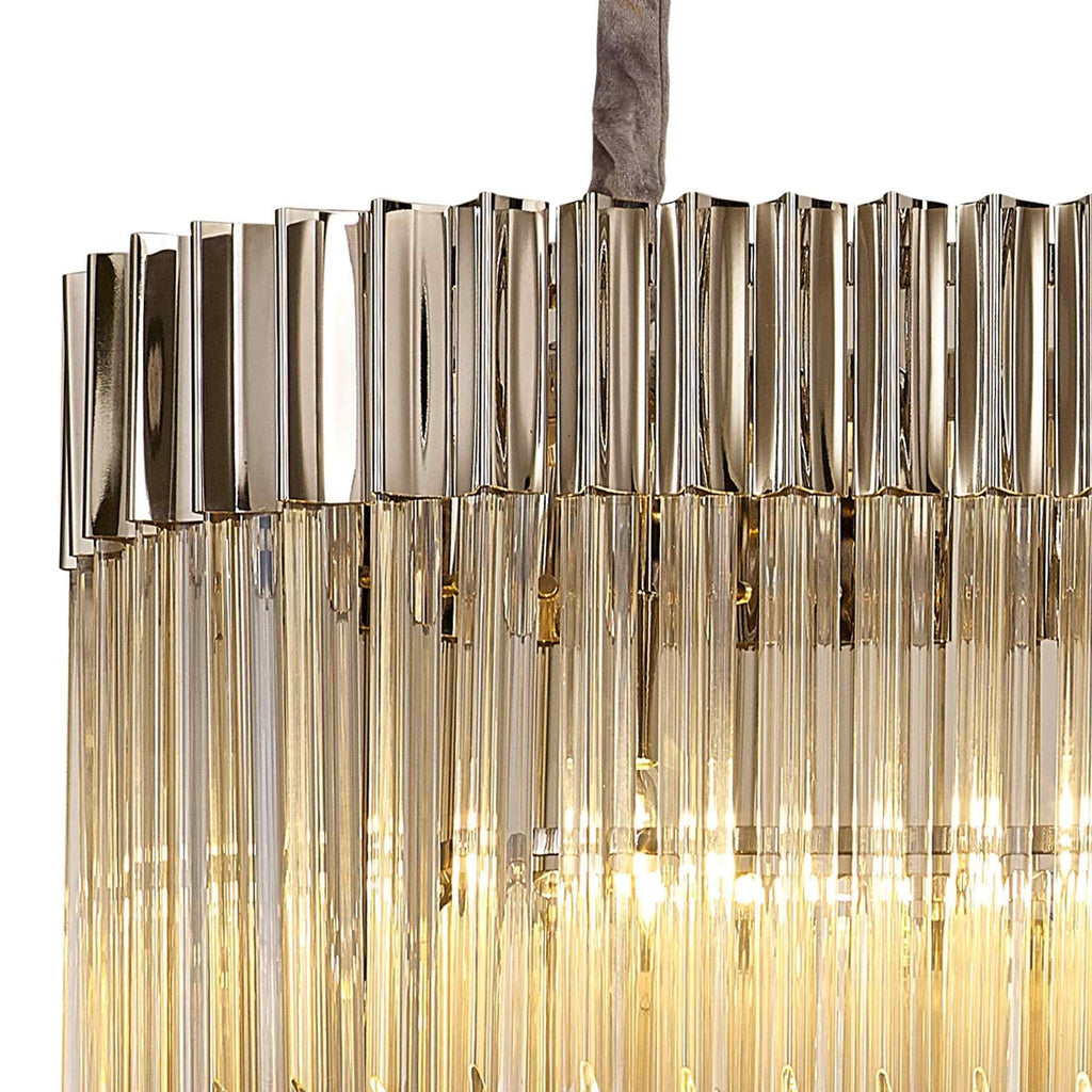 NL89589 Vienna 7 Light Rectangle Pendant Polished Nickel Cognac