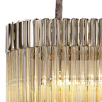 NL89589 Vienna 7 Light Rectangle Pendant Polished Nickel Cognac