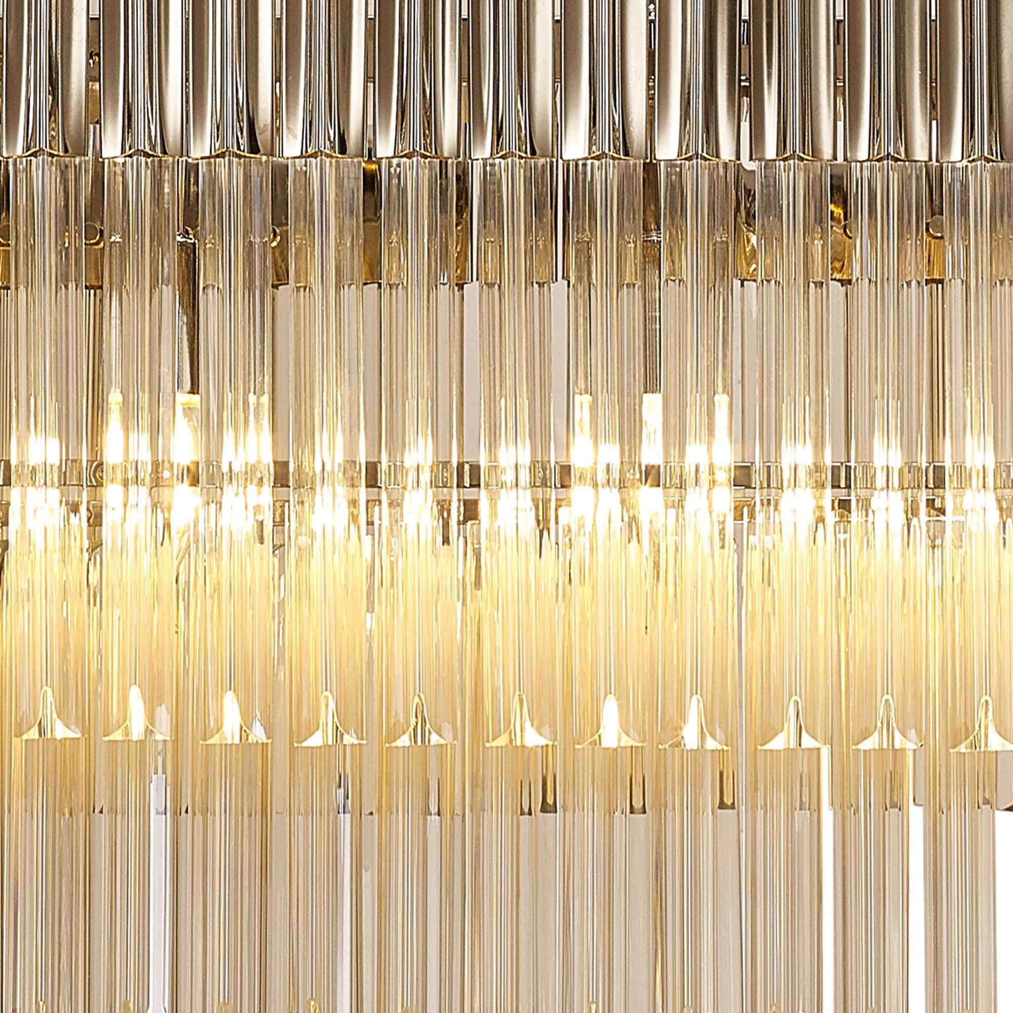 NL89589 Vienna 7 Light Rectangle Pendant Polished Nickel Cognac