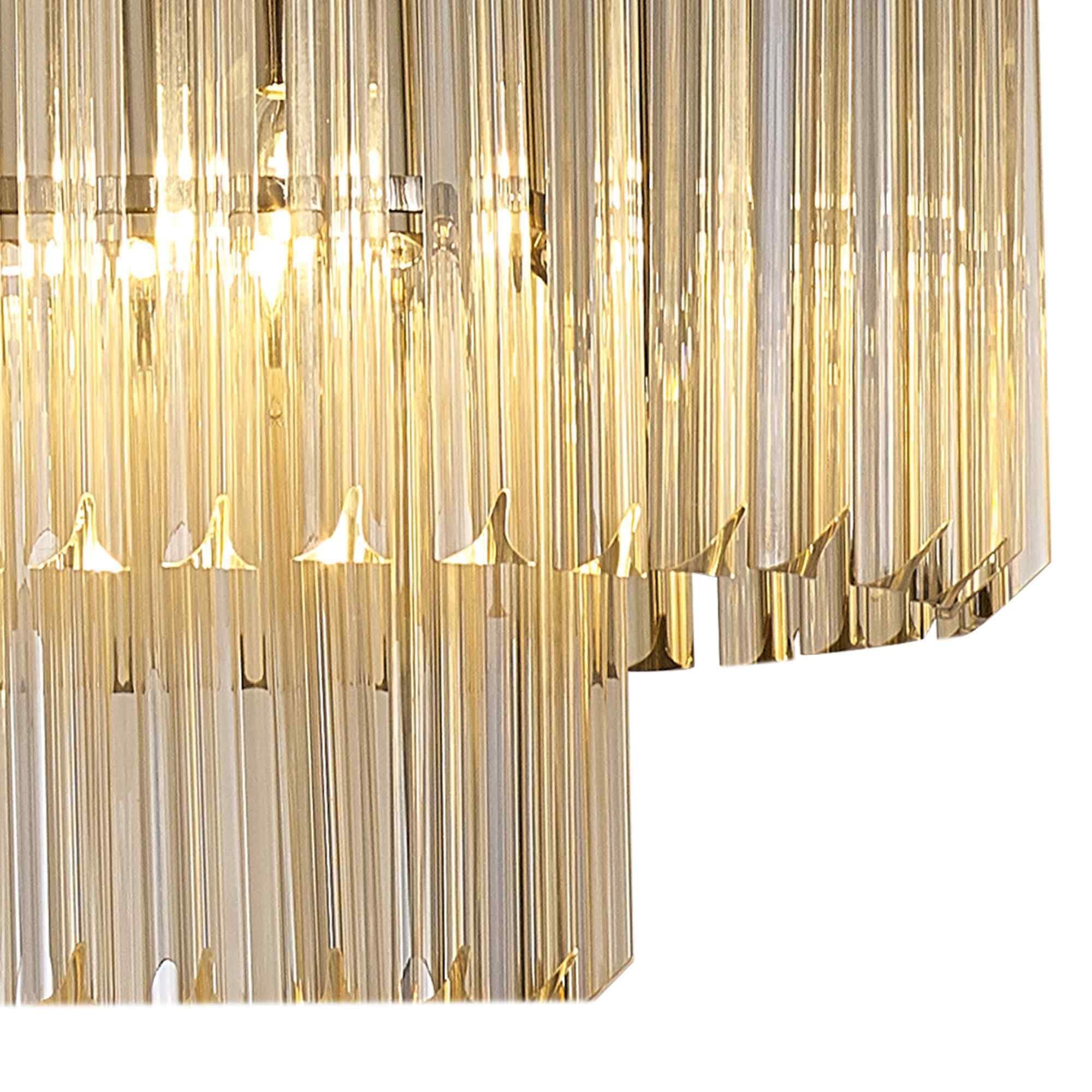 NL89589 Vienna 7 Light Rectangle Pendant Polished Nickel Cognac