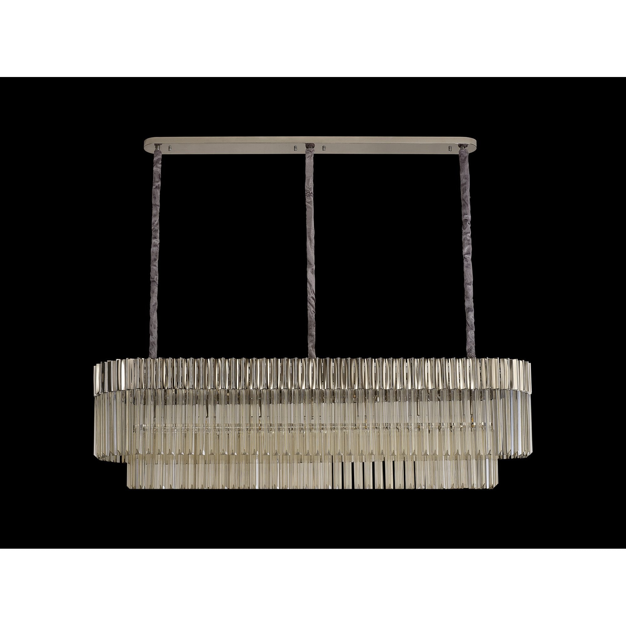 NL89589 Vienna 7 Light Rectangle Pendant Polished Nickel Cognac