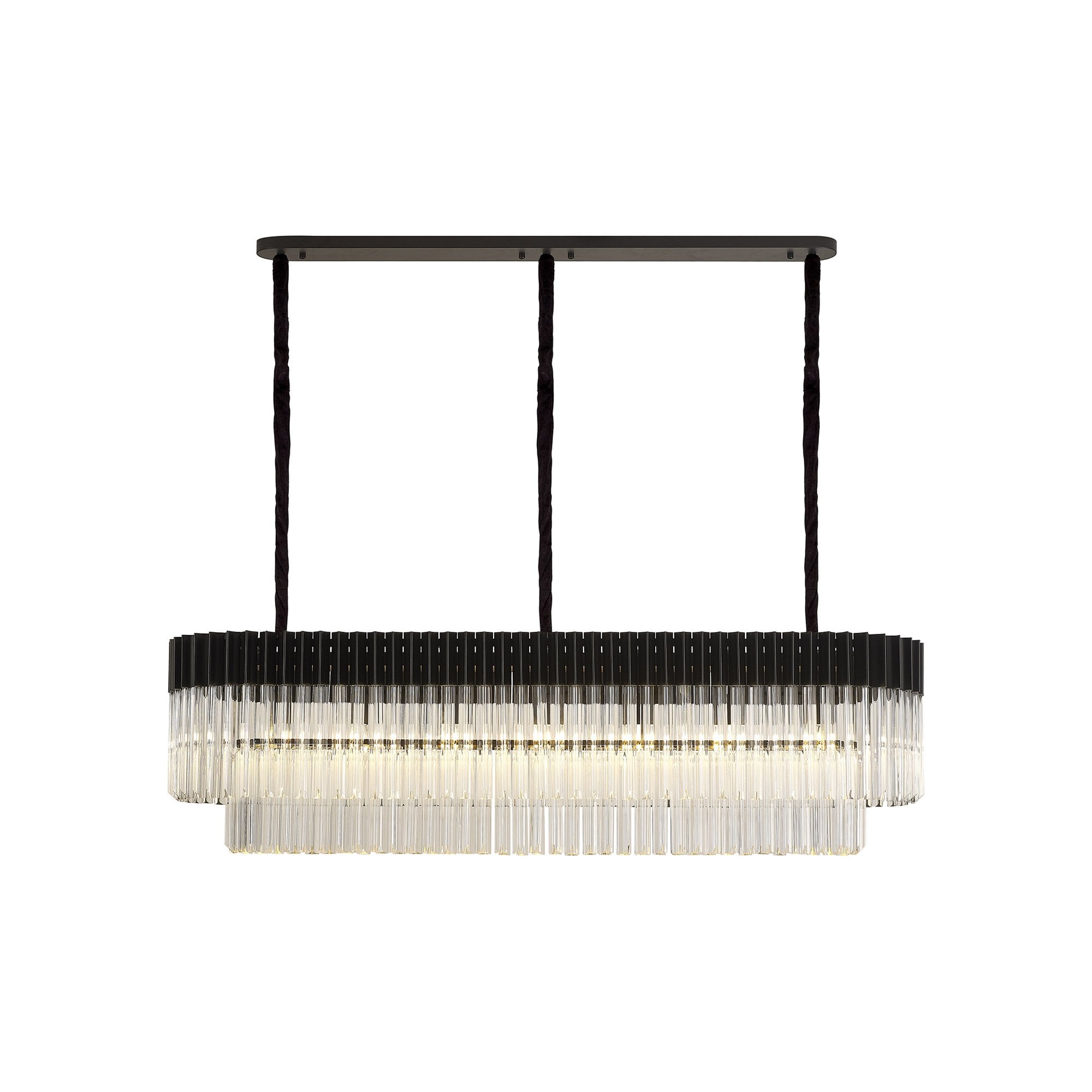 NL89599 Vienna 7 Light Rectangle Pendant Matt Black Clear