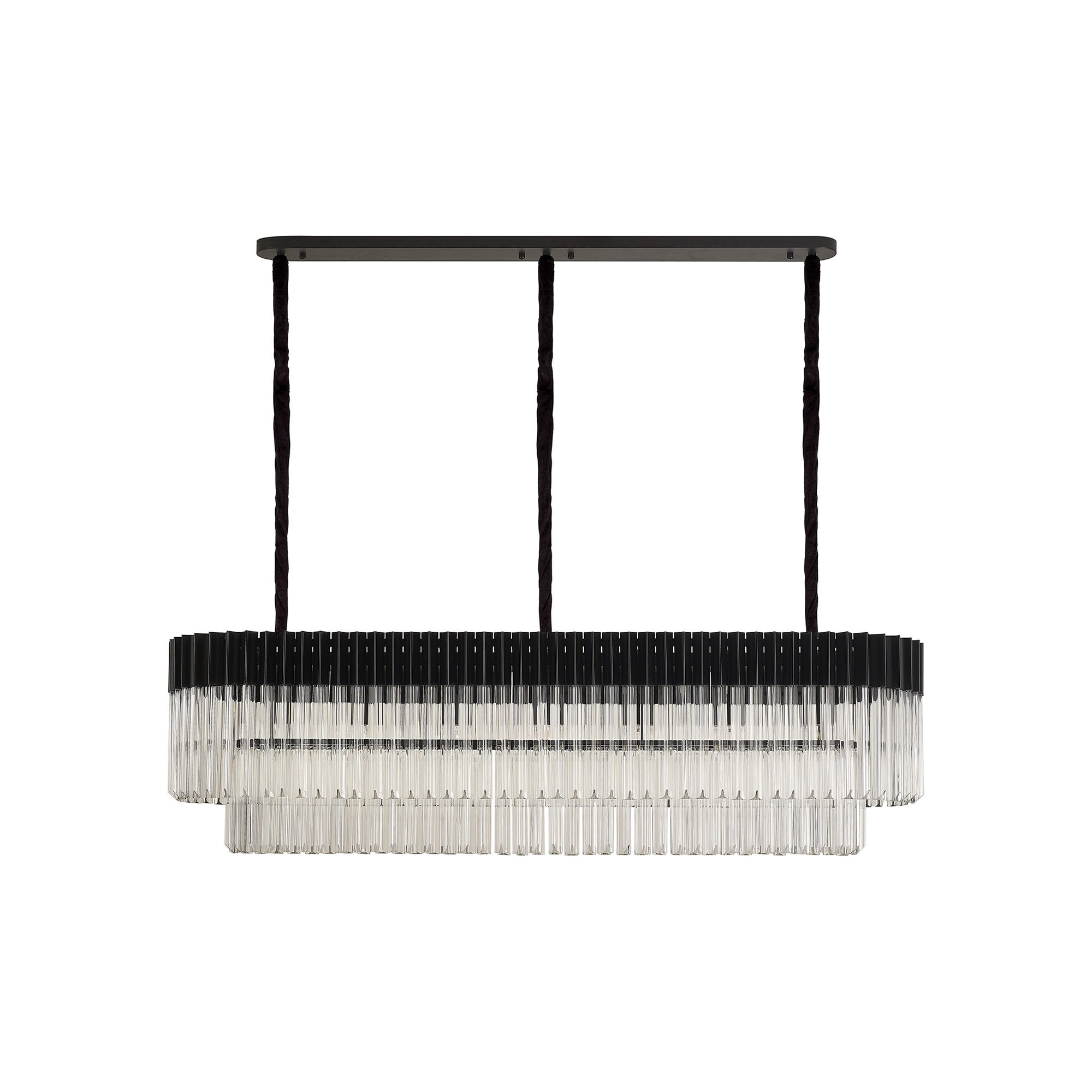NL89599 Vienna 7 Light Rectangle Pendant Matt Black Clear