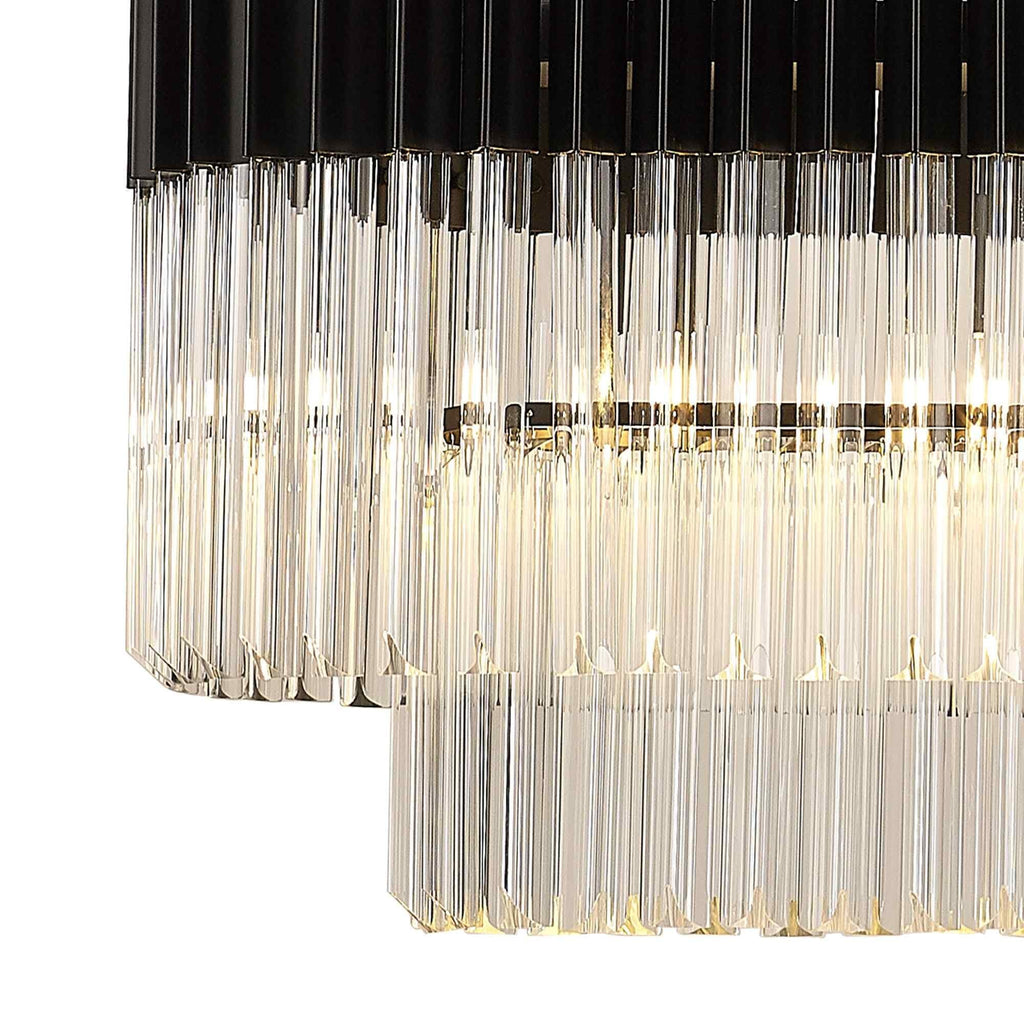 NL89599 Vienna 7 Light Rectangle Pendant Matt Black Clear