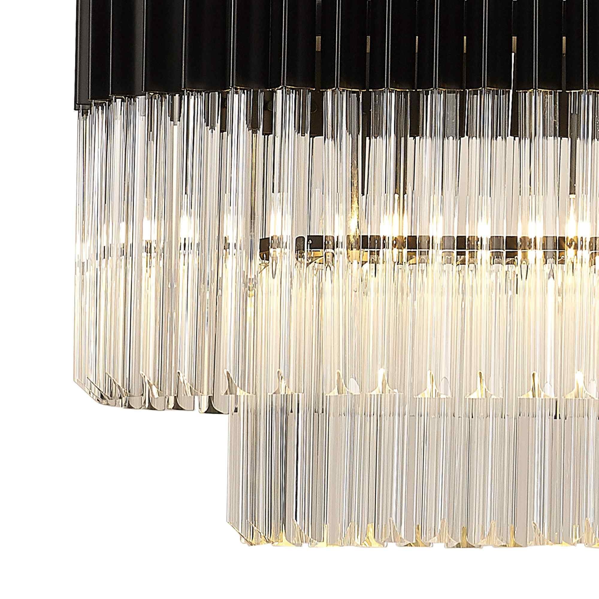 NL89599 Vienna 7 Light Rectangle Pendant Matt Black Clear