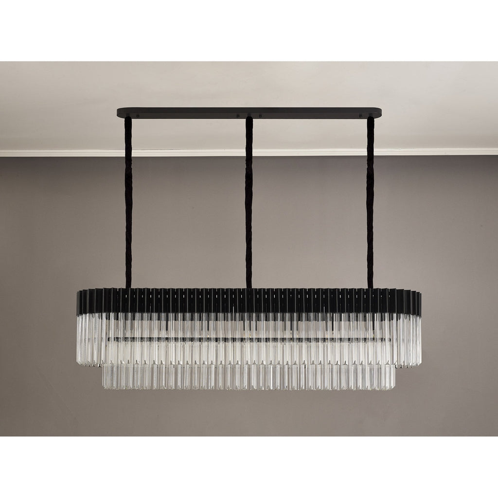 NL89599 Vienna 7 Light Rectangle Pendant Matt Black Clear