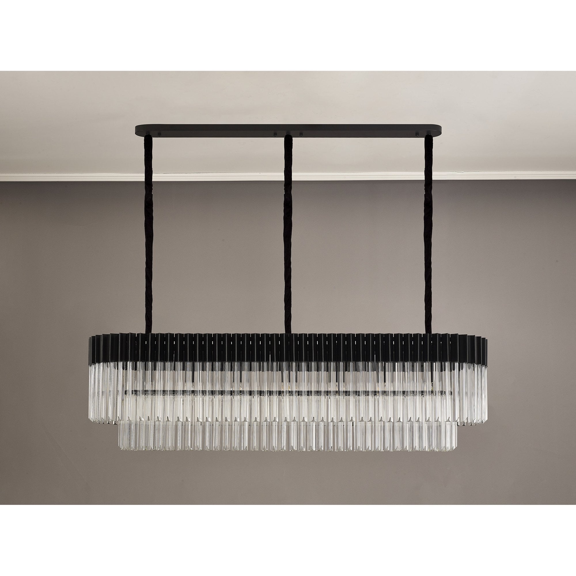 NL89599 Vienna 7 Light Rectangle Pendant Matt Black Clear