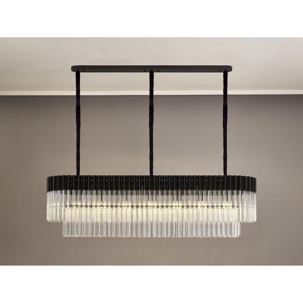 NL89599 Vienna 7 Light Rectangle Pendant Matt Black Clear