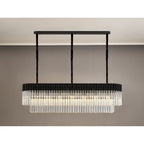 NL89599 Vienna 7 Light Rectangle Pendant Matt Black Clear