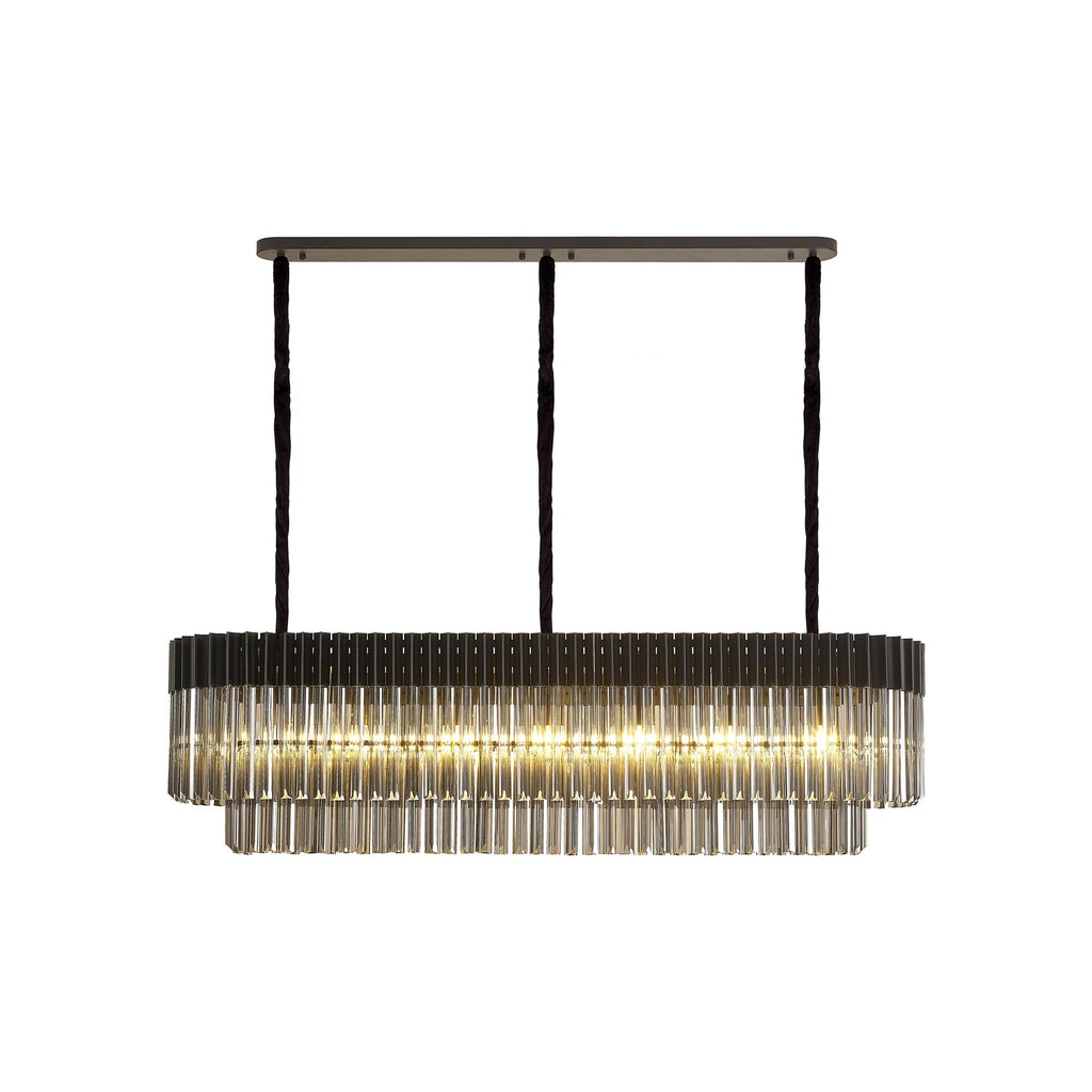 NL89609 Vienna 7 Light Rectangle Pendant Matt Black Smoked