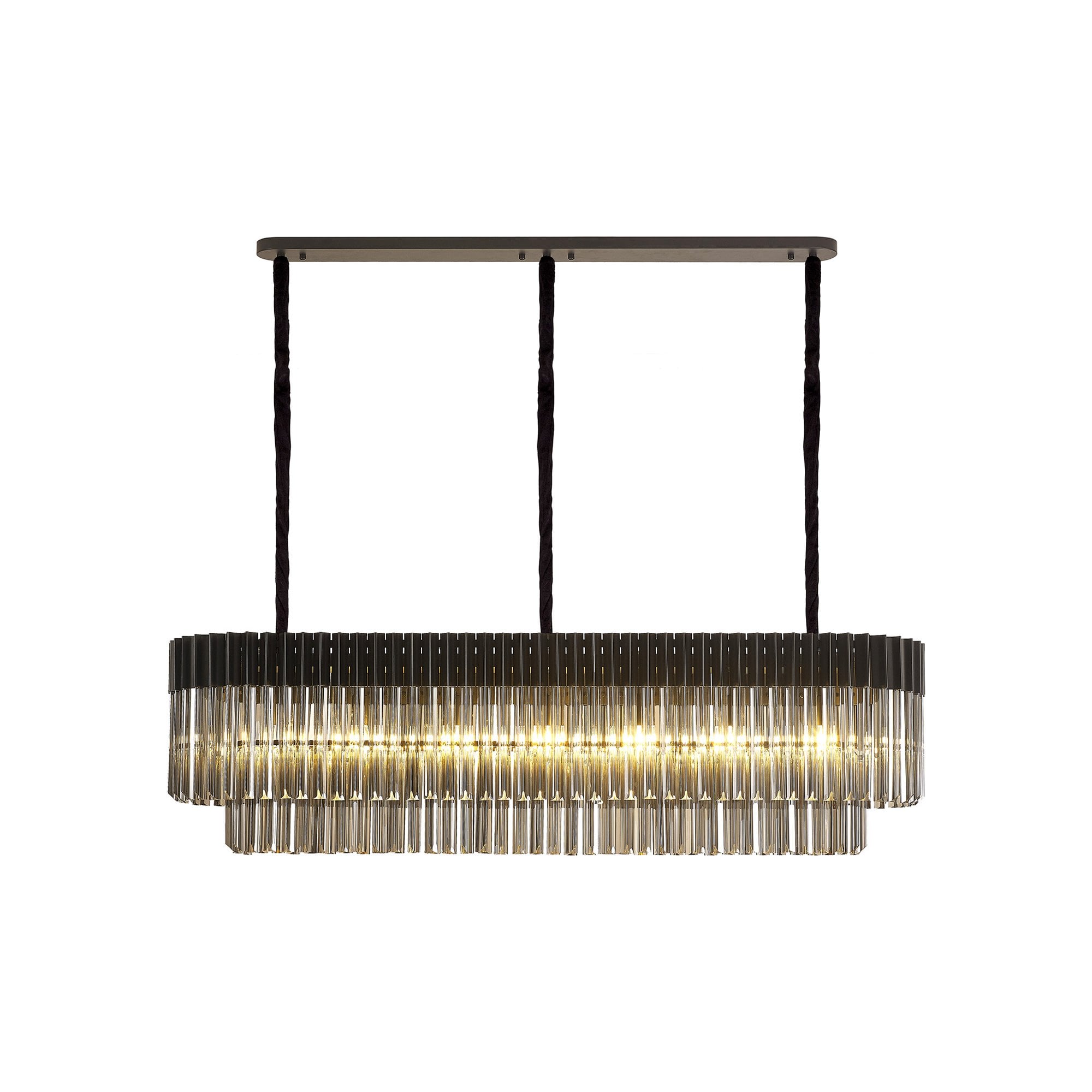 NL89609 Vienna 7 Light Rectangle Pendant Matt Black Smoked