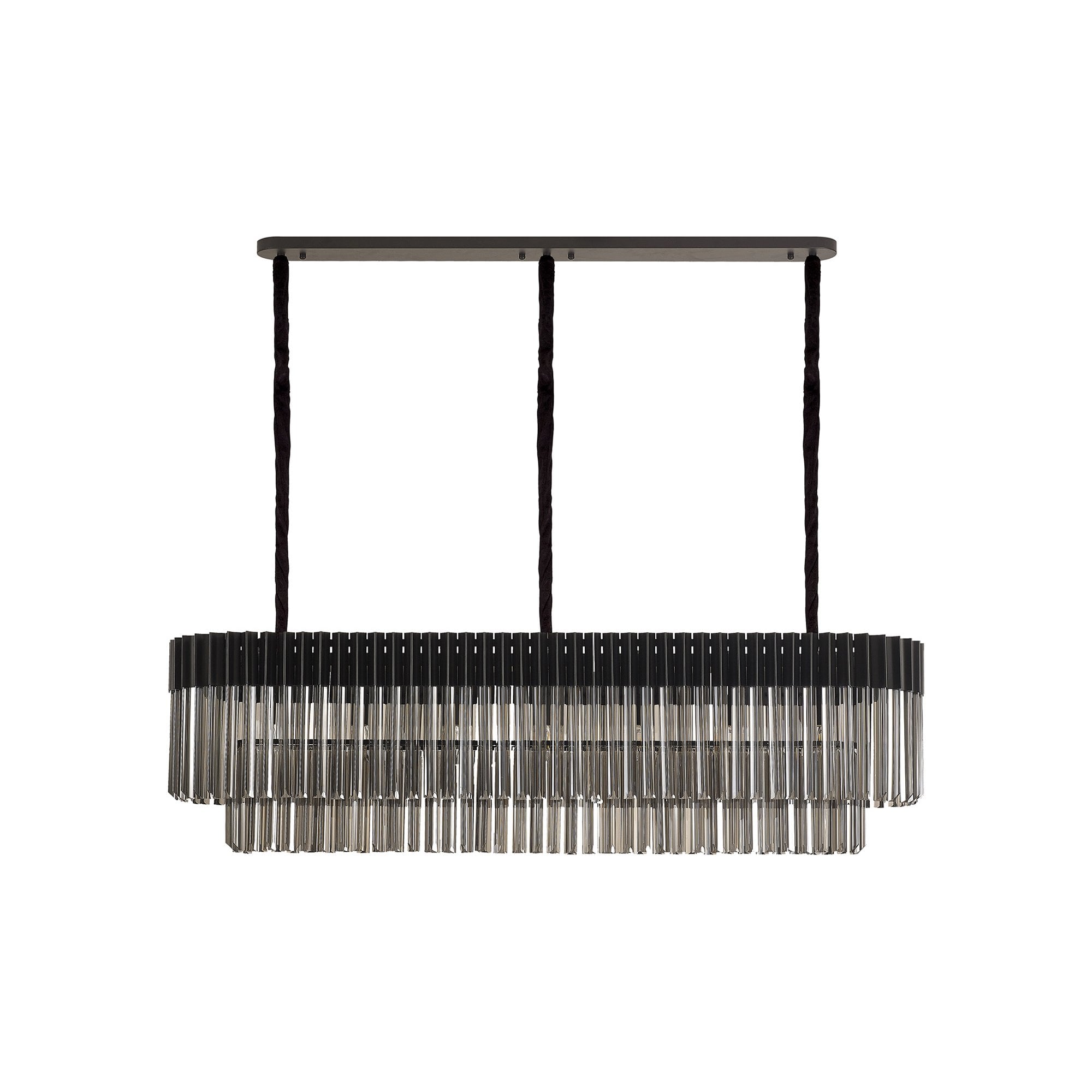 NL89609 Vienna 7 Light Rectangle Pendant Matt Black Smoked