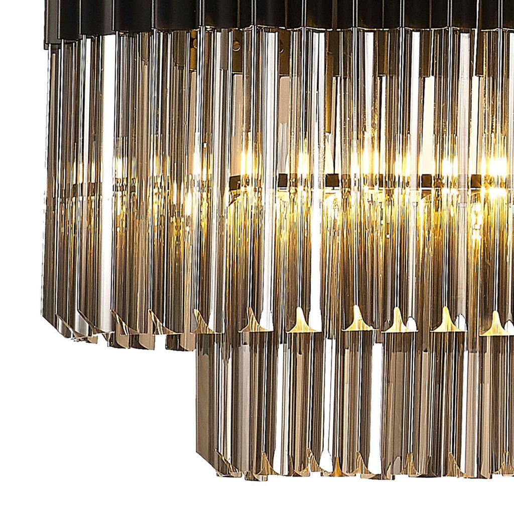 NL89609 Vienna 7 Light Rectangle Pendant Matt Black Smoked