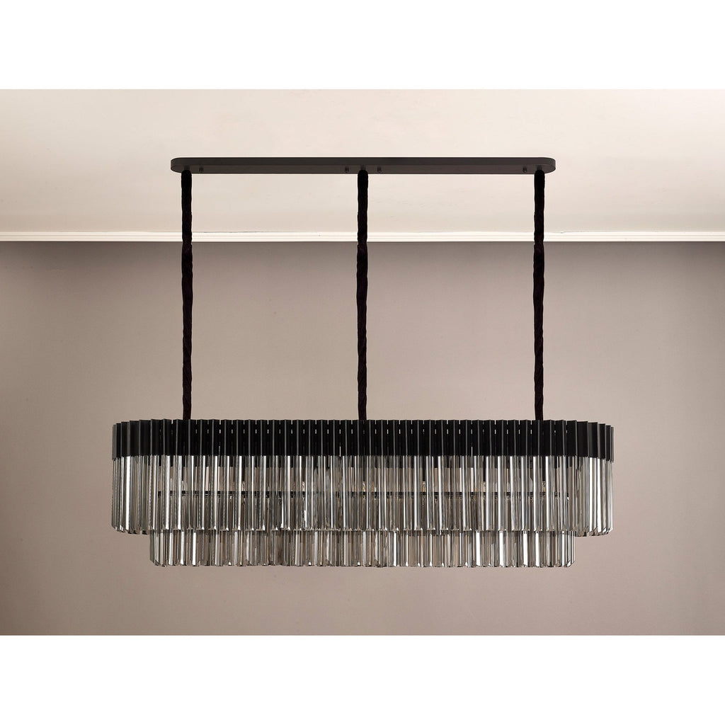 NL89609 Vienna 7 Light Rectangle Pendant Matt Black Smoked