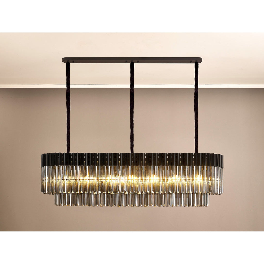 NL89609 Vienna 7 Light Rectangle Pendant Matt Black Smoked
