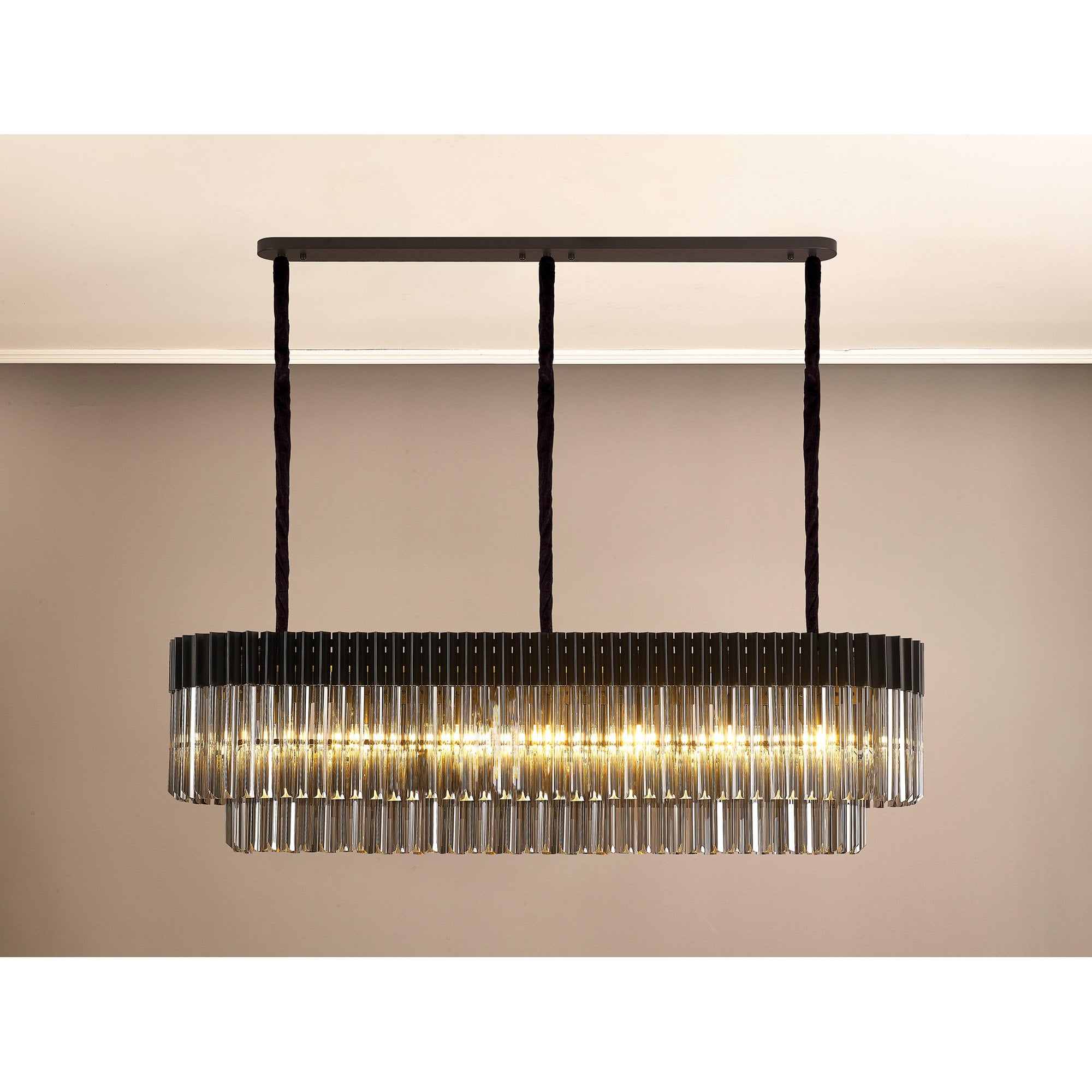 NL89609 Vienna 7 Light Rectangle Pendant Matt Black Smoked