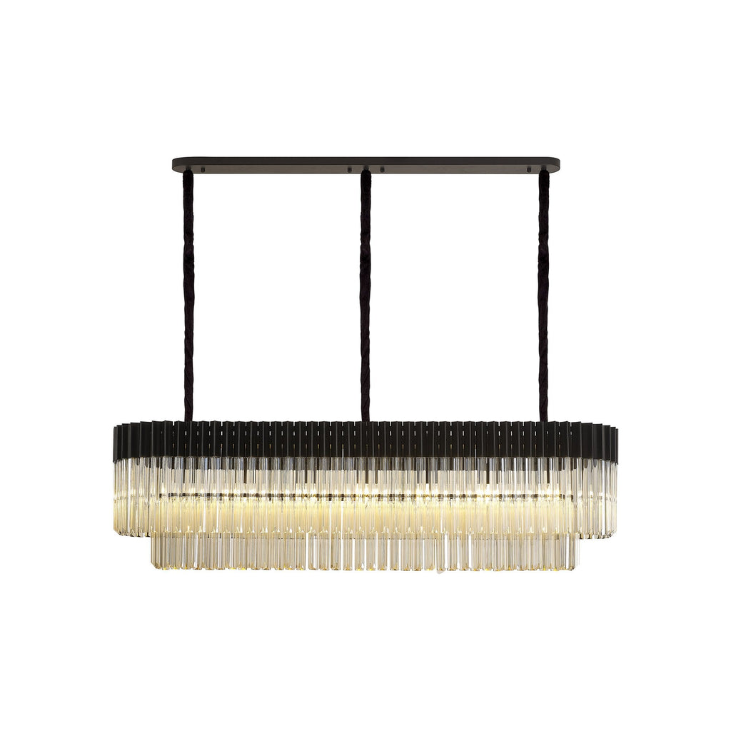 NL89619 Vienna 7 Light Rectangle Pendant Matt Black Cognac