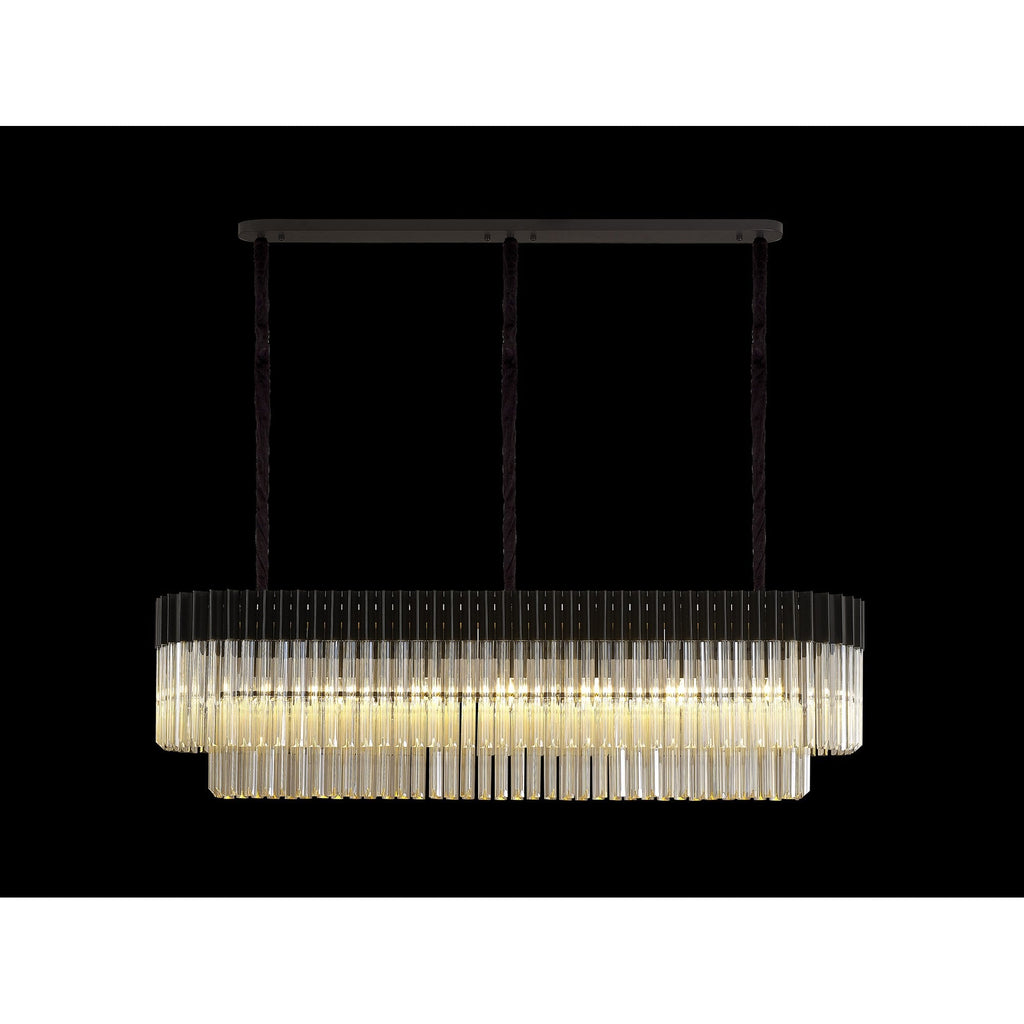 NL89619 Vienna 7 Light Rectangle Pendant Matt Black Cognac