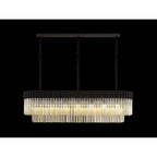 NL89619 Vienna 7 Light Rectangle Pendant Matt Black Cognac