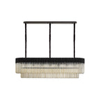 NL89619 Vienna 7 Light Rectangle Pendant Matt Black Cognac
