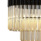 NL89619 Vienna 7 Light Rectangle Pendant Matt Black Cognac