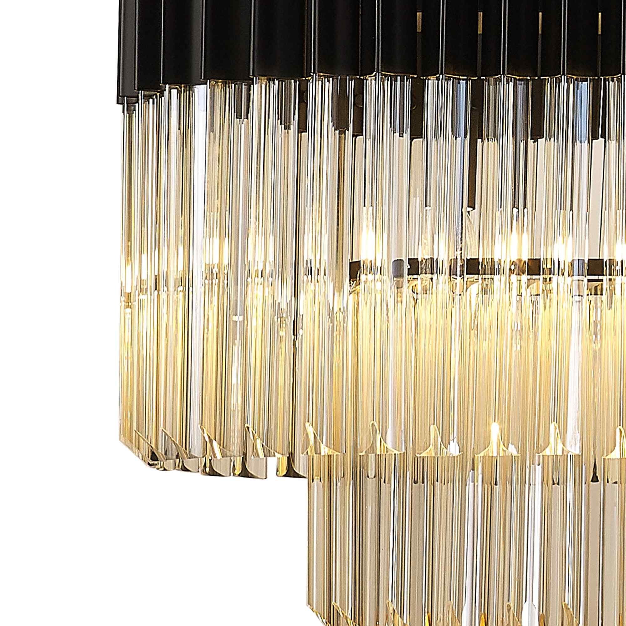 NL89619 Vienna 7 Light Rectangle Pendant Matt Black Cognac
