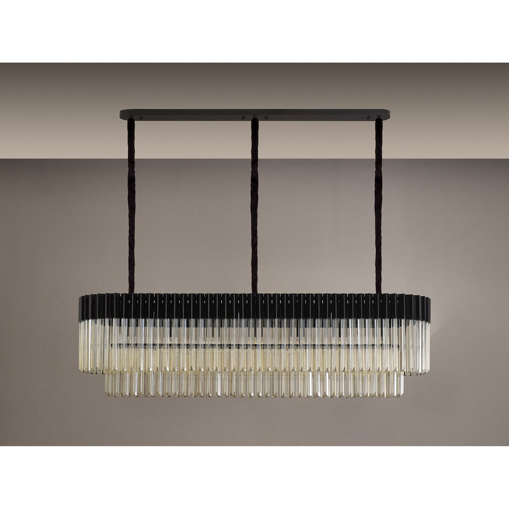 NL89619 Vienna 7 Light Rectangle Pendant Matt Black Cognac