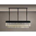NL89619 Vienna 7 Light Rectangle Pendant Matt Black Cognac