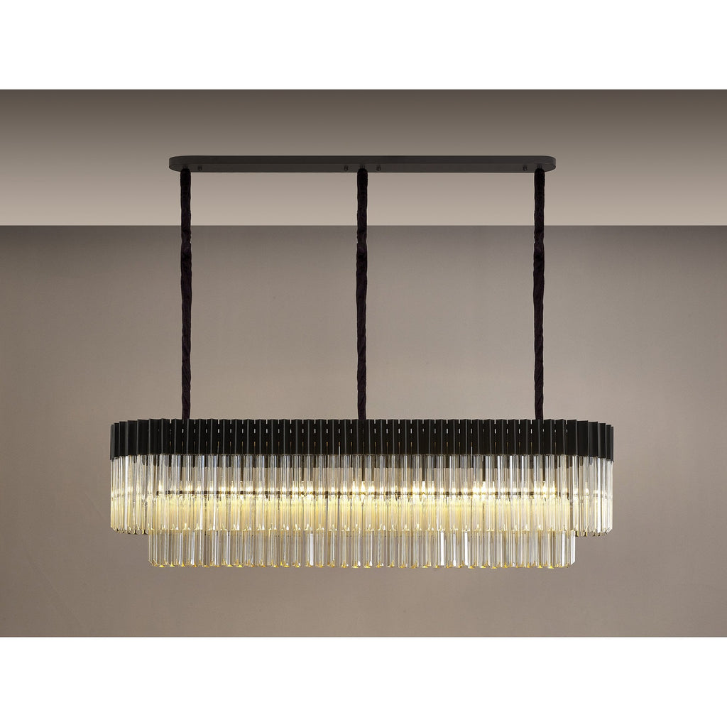 NL89619 Vienna 7 Light Rectangle Pendant Matt Black Cognac