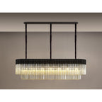 NL89619 Vienna 7 Light Rectangle Pendant Matt Black Cognac
