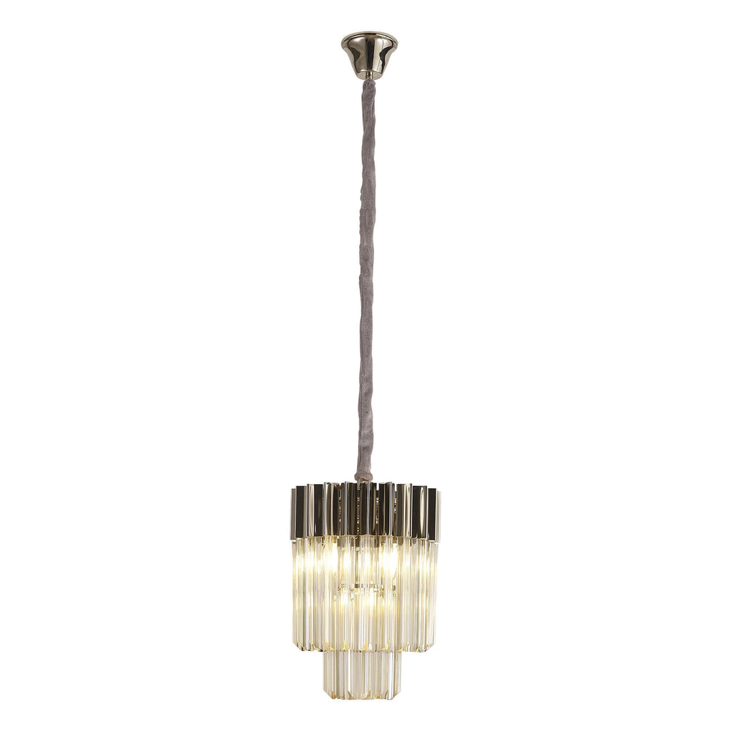 NL89649 Vienna 4 Light Round Pendant Polished Nickel Cognac