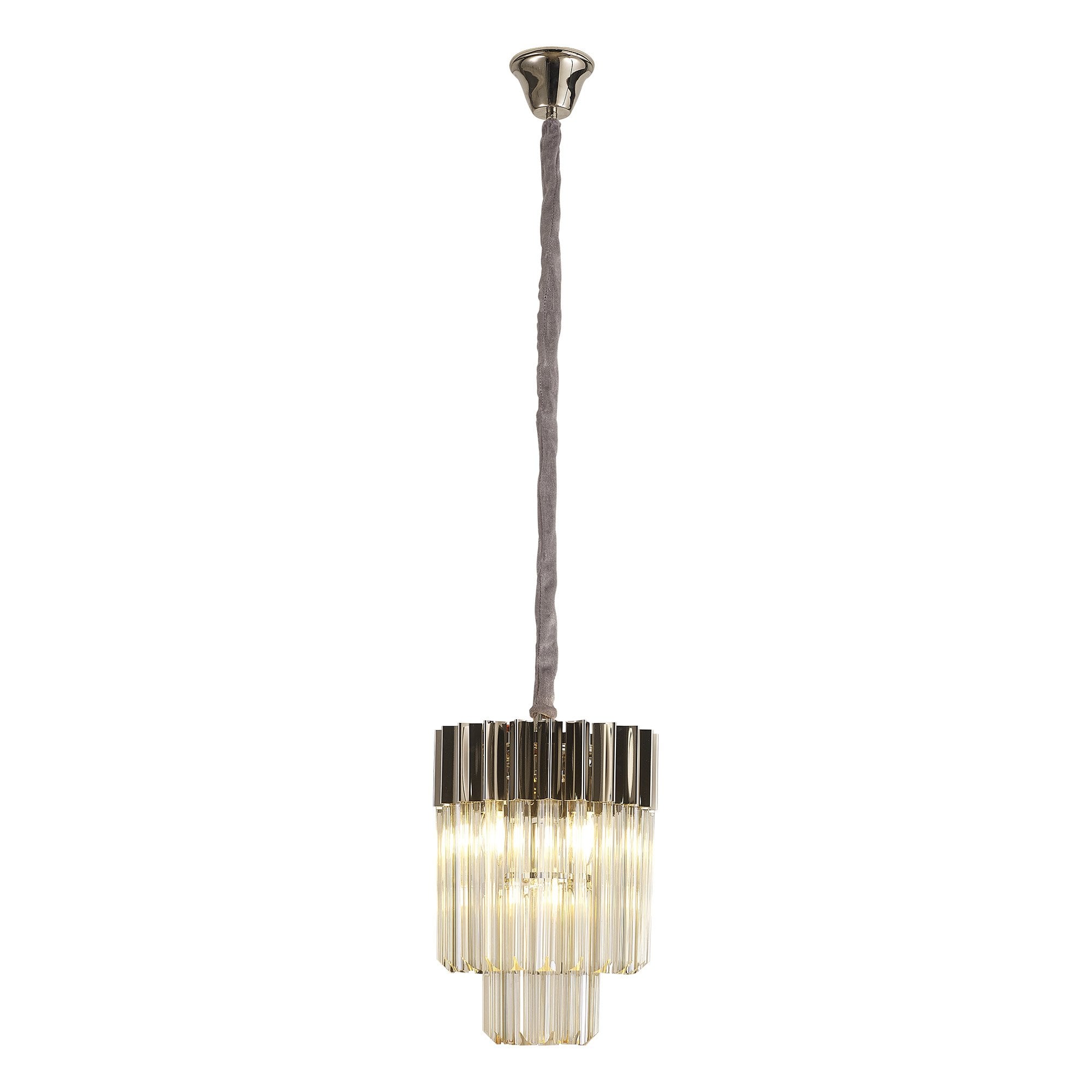 NL89649 Vienna 4 Light Round Pendant Polished Nickel Cognac