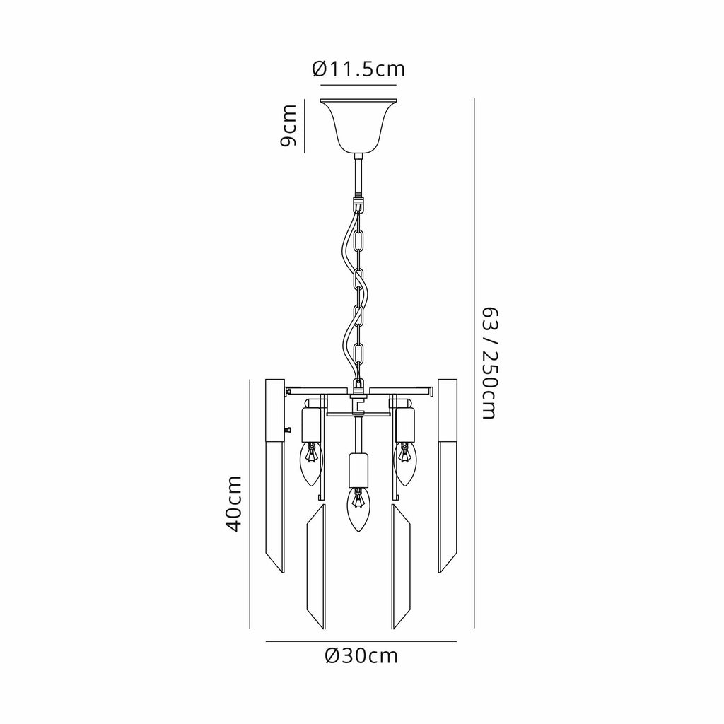 NL89649 Vienna 4 Light Round Pendant Polished Nickel Cognac