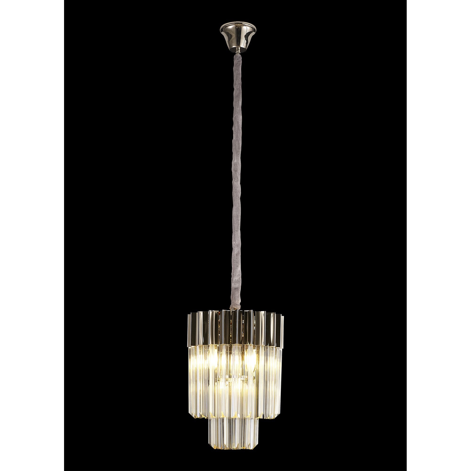 NL89649 Vienna 4 Light Round Pendant Polished Nickel Cognac